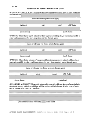 California Advance Health Care Directive