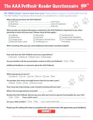 AAA PetBook Reader Questionnaire