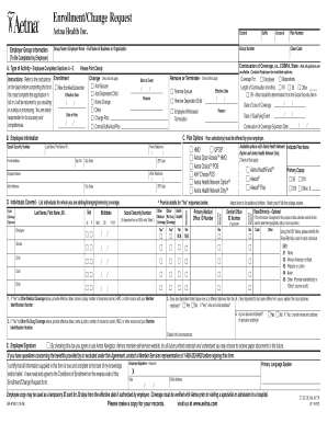 Aetna Health Enrollment/Change Request Form