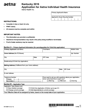 Aetna Individual Health Insurance Application