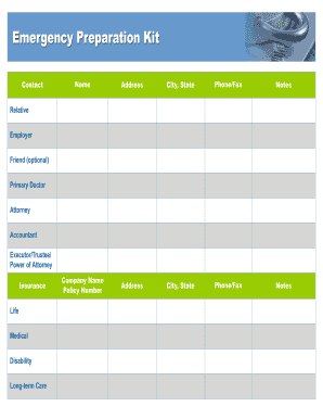 Personal Financial Records Form