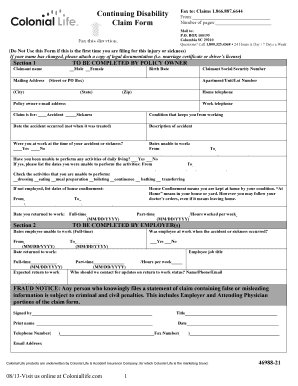 Continuing Disability Claim Form