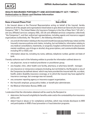 Cancer Care Insurance Claim Form