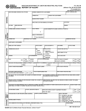 Missouri Workplace Injury Report Form