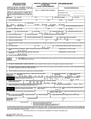 Arizona Employer's Report of Industrial Injury