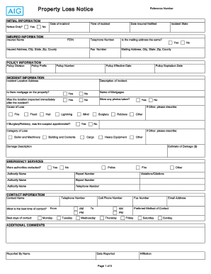 Property Loss Notice Form