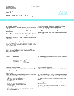 Marine Cargo Claim Notification Form