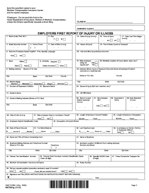 Employer’s First Report of Injury or Illness
