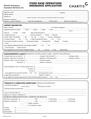 Chartis Aerospace Insurance Application