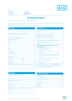 AIG Accidental Death Claim Form
