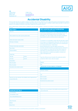 AIG Accidental Disability Claim Form