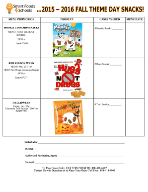School Snacks Order Form