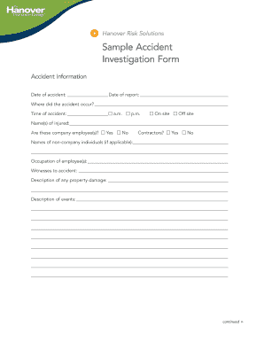 Sample Accident Investigation Form