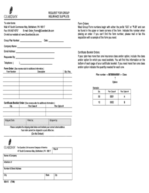 Group Insurance Supplies Request Form