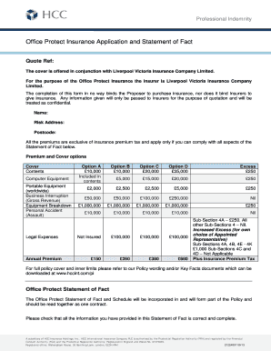 Office Protect Insurance Application and Statement of Fact