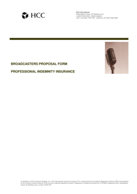 Broadcasters Professional Indemnity Insurance Proposal Form