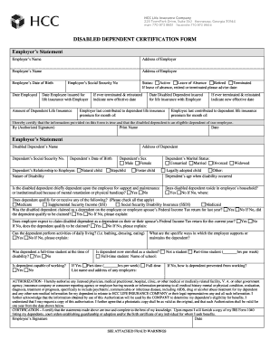 Disabled Dependent Certification Form