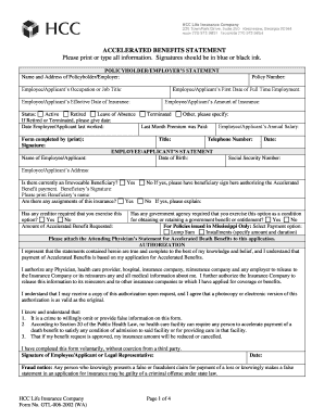 Accelerated Benefits Statement Form