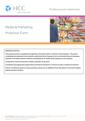 Professional Indemnity Proposal Form