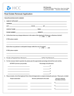 Real Estate Renewal Application