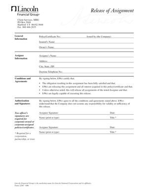 Release of Assignment Form