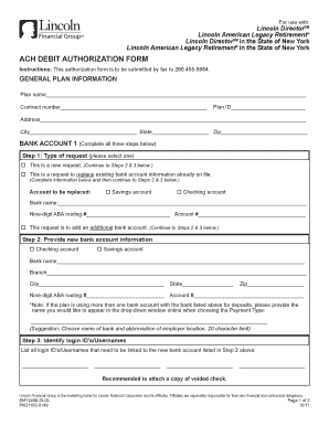 Lincoln DirectorSM ACH Debit Authorization Form