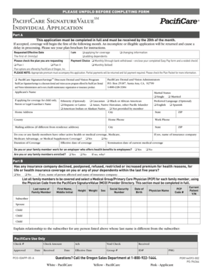 PacifiCare Individual Application Form