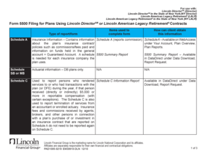 Form 5500 Filing Guide for Lincoln DirectorSM and LALR Contracts