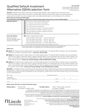 Qualified Default Investment Selection Form