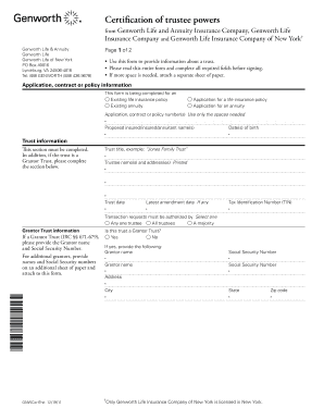 Certification of Trustee Powers