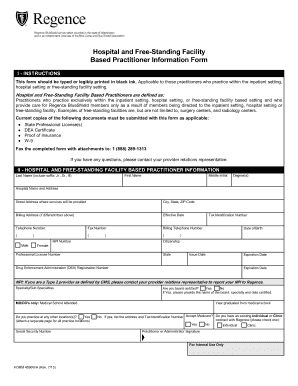Hospital and Free-Standing Facility Practitioner Information Form