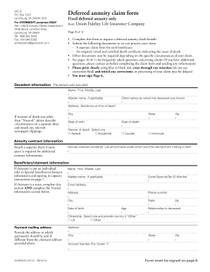 Deferred Annuity Claim Form