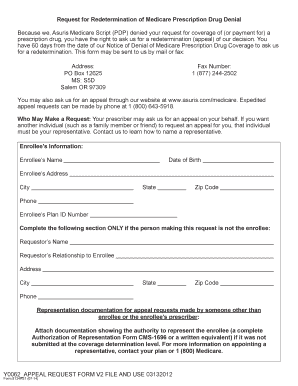 Request for Redetermination of Medicare Prescription Drug Denial