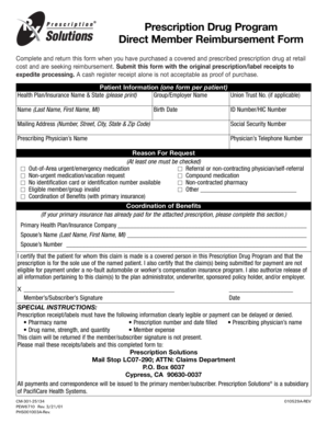 Prescription Drug Reimbursement Form