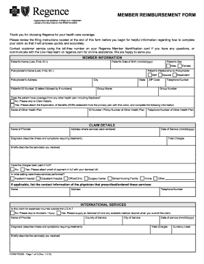 Regence Member Reimbursement Form