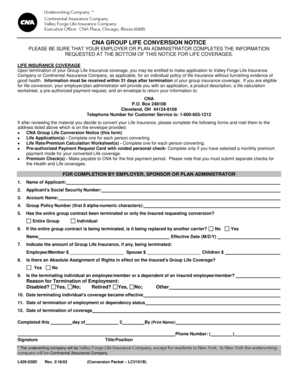 CNA Group Life Conversion Notice