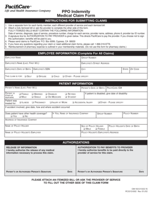 PacifiCare Medical Claim Form