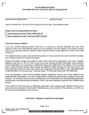 Asuris Medicare Script Plan to Plan Enrollment Form
