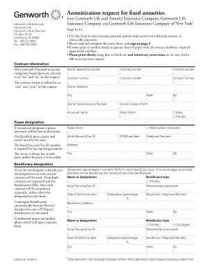 Genworth Fixed Annuity Annuitization Request