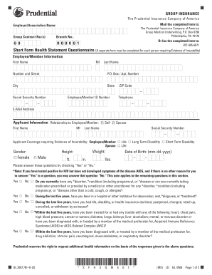 Short Form Health Statement Questionnaire