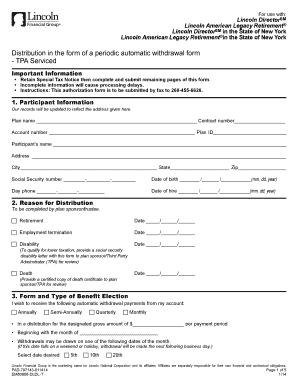 Lincoln DirectorSM Retirement Distribution Form