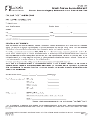 Lincoln American Legacy Retirement Dollar Cost Averaging Form