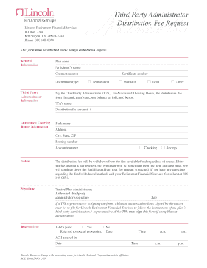 Third Party Administrator Distribution Fee Request