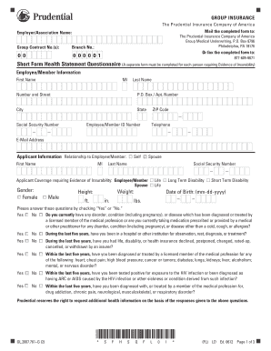 Short Form Health Statement Questionnaire