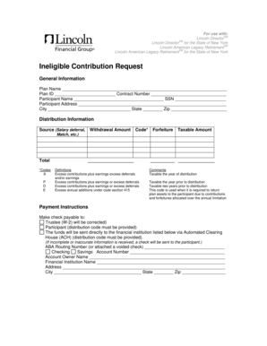 Ineligible Contribution Request Form