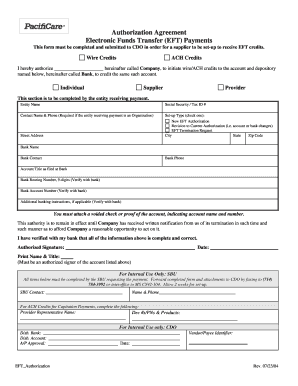 Electronic Funds Transfer Authorization Agreement