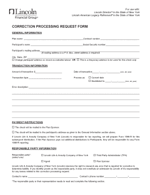 New York Retirement Plan Correction Request Form