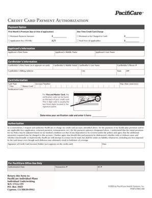 Credit Card Payment Authorization Form