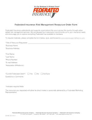 Federated Insurance Risk Management Resources Order Form