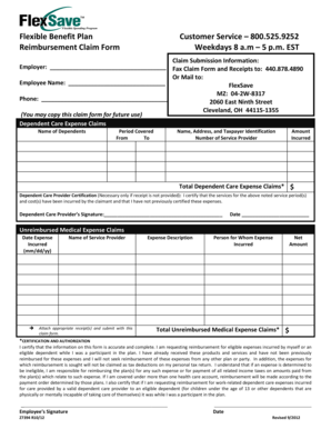 Flexible Benefit Plan Reimbursement Claim Form